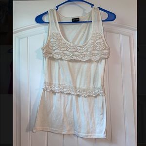 Cream colored crochet detail tank size S/M